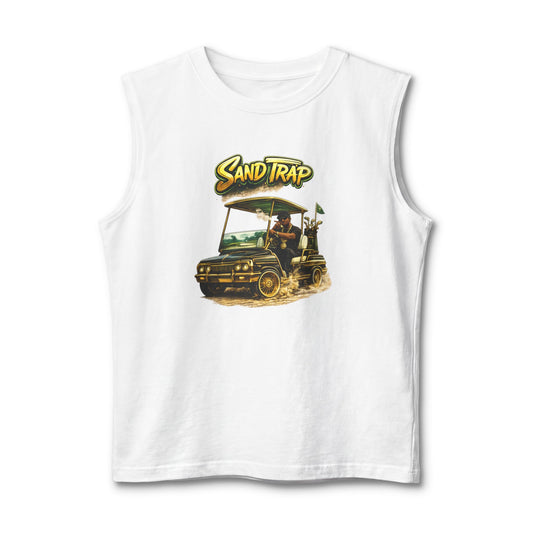 Sand Trap Golf Cart Muscle Tank — Vintage Golf Humor Sleeveless Tee