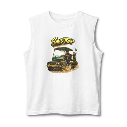 Sand Trap Golf Cart Muscle Tank — Vintage Golf Humor Sleeveless Tee