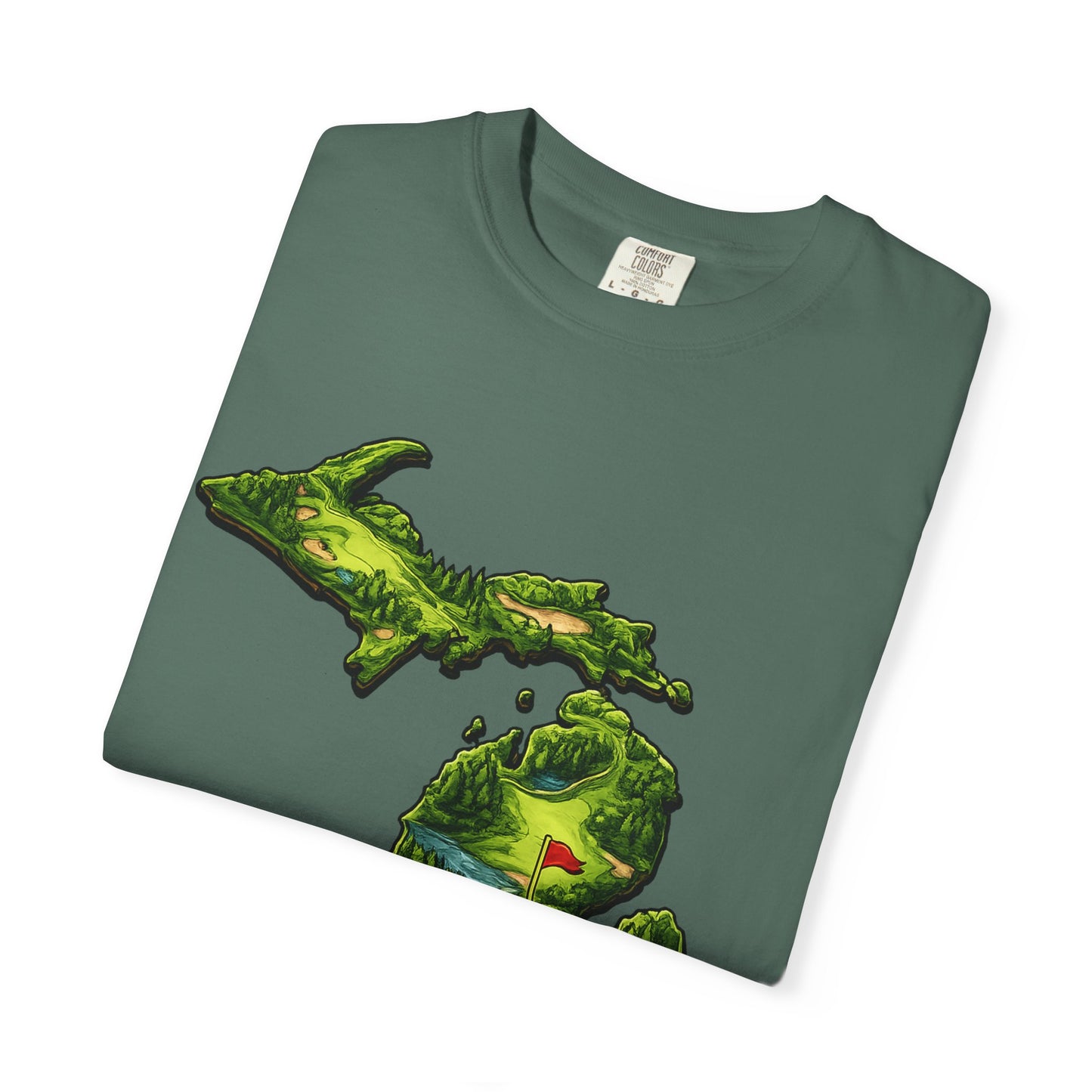Michigan Made T-Shirt — Retro Green Map Graphic