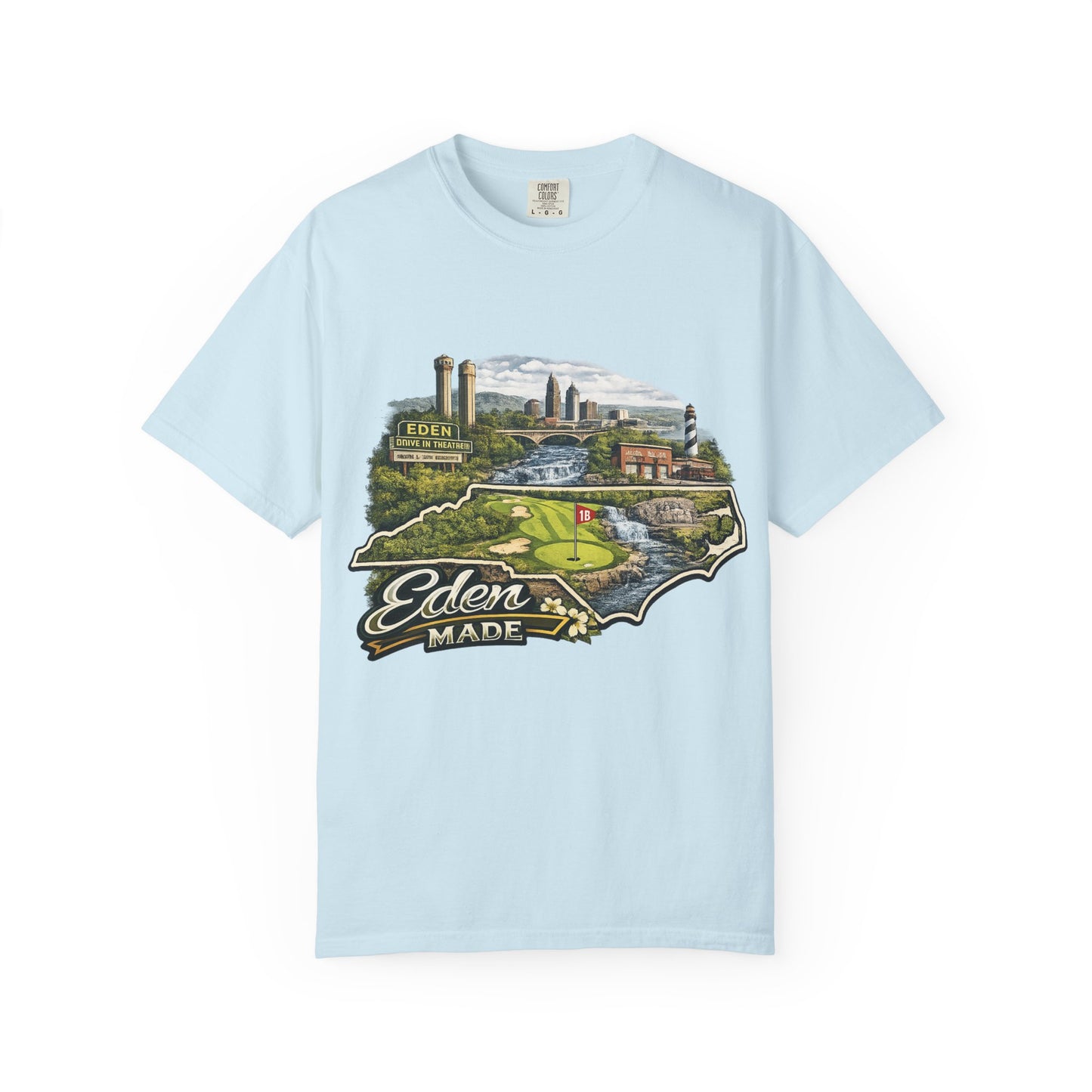 T-Shirt — 'Eden Made' Scenic Cityscape Tee (Vintage Travel/Local Pride)
