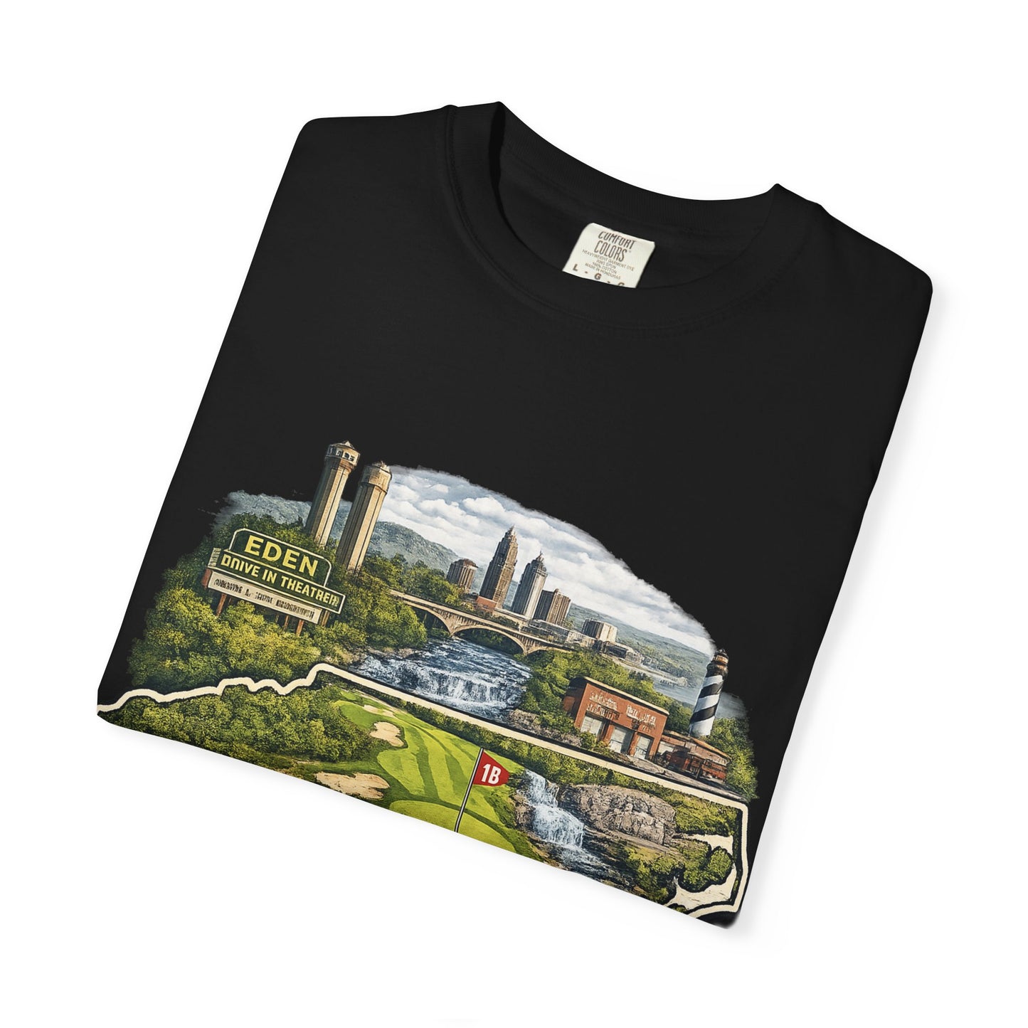 T-Shirt — 'Eden Made' Scenic Cityscape Tee (Vintage Travel/Local Pride)