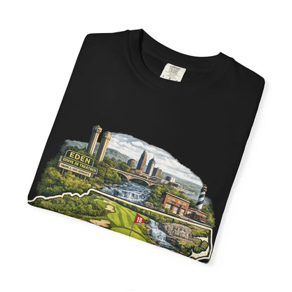 T-Shirt — 'Eden Made' Scenic Cityscape Tee (Vintage Travel/Local Pride)