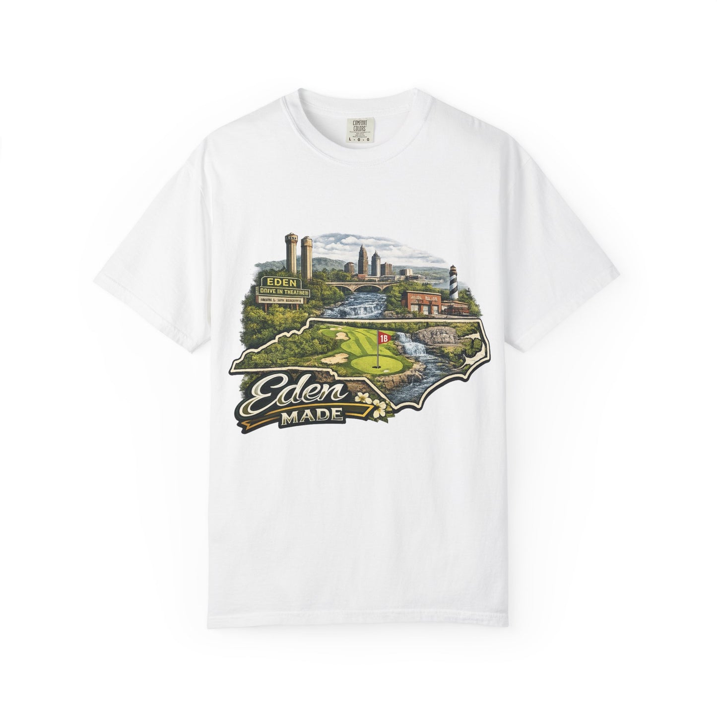 T-Shirt — 'Eden Made' Scenic Cityscape Tee (Vintage Travel/Local Pride)