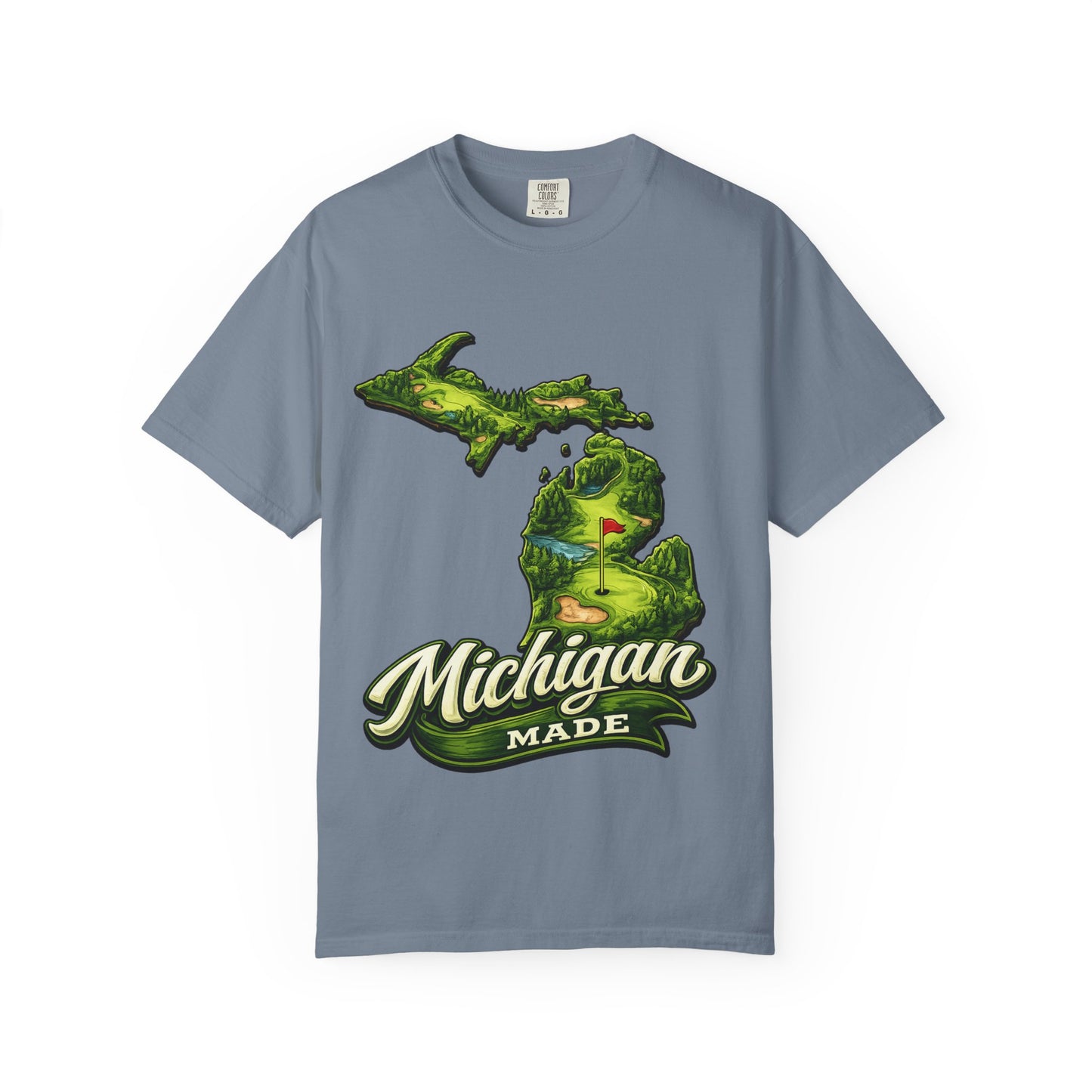 Michigan Made T-Shirt — Retro Green Map Graphic