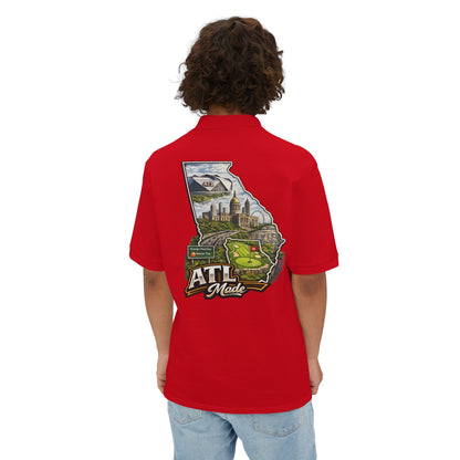 ATL Made Georgia Polo Shirt — Atlanta State Map Golf & Cityscape Chest Logo