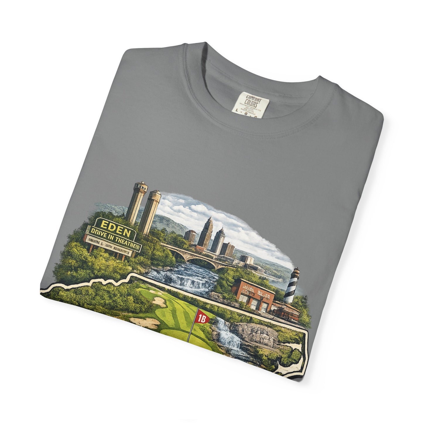 T-Shirt — 'Eden Made' Scenic Cityscape Tee (Vintage Travel/Local Pride)