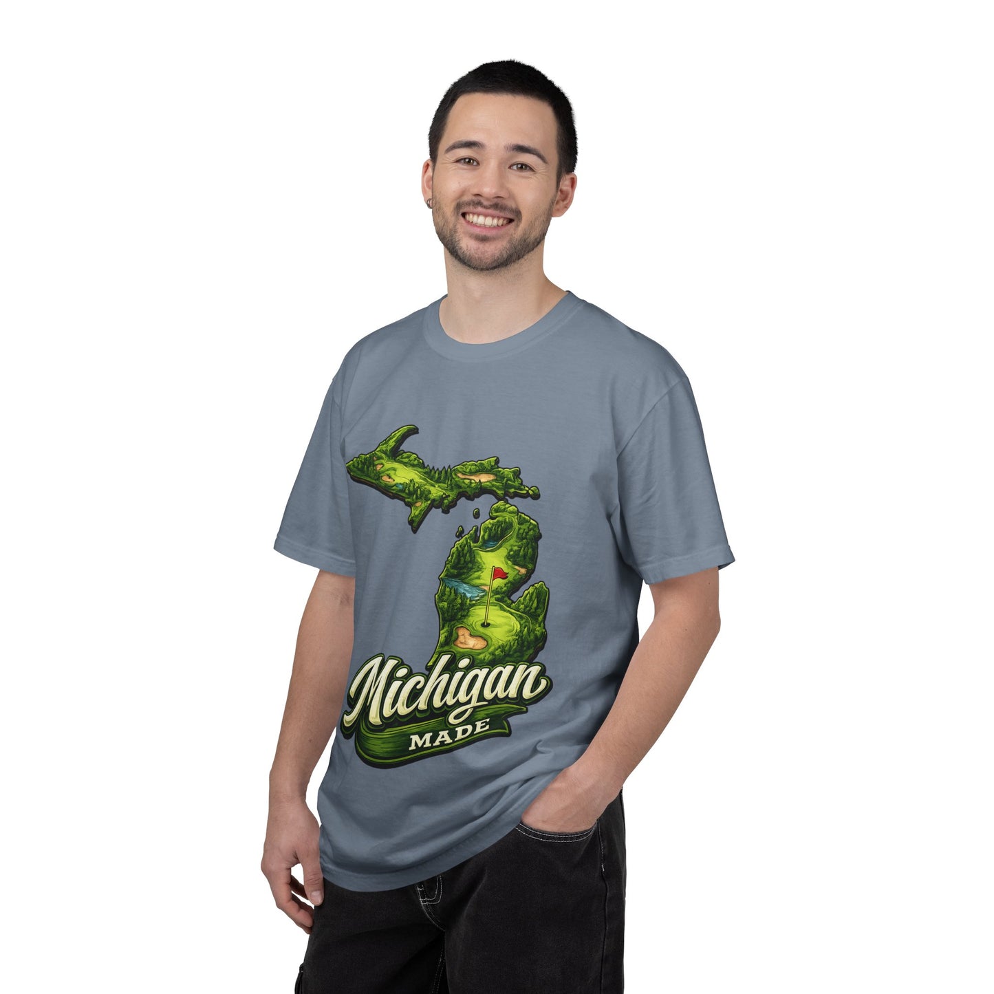 Michigan Made T-Shirt — Retro Green Map Graphic