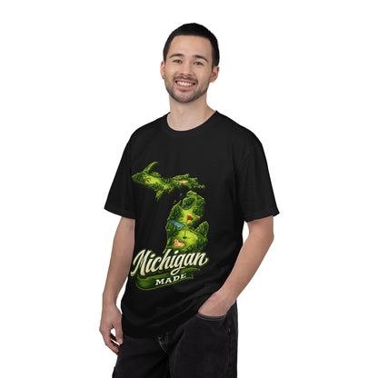 Michigan Made T-Shirt — Retro Green Map Graphic