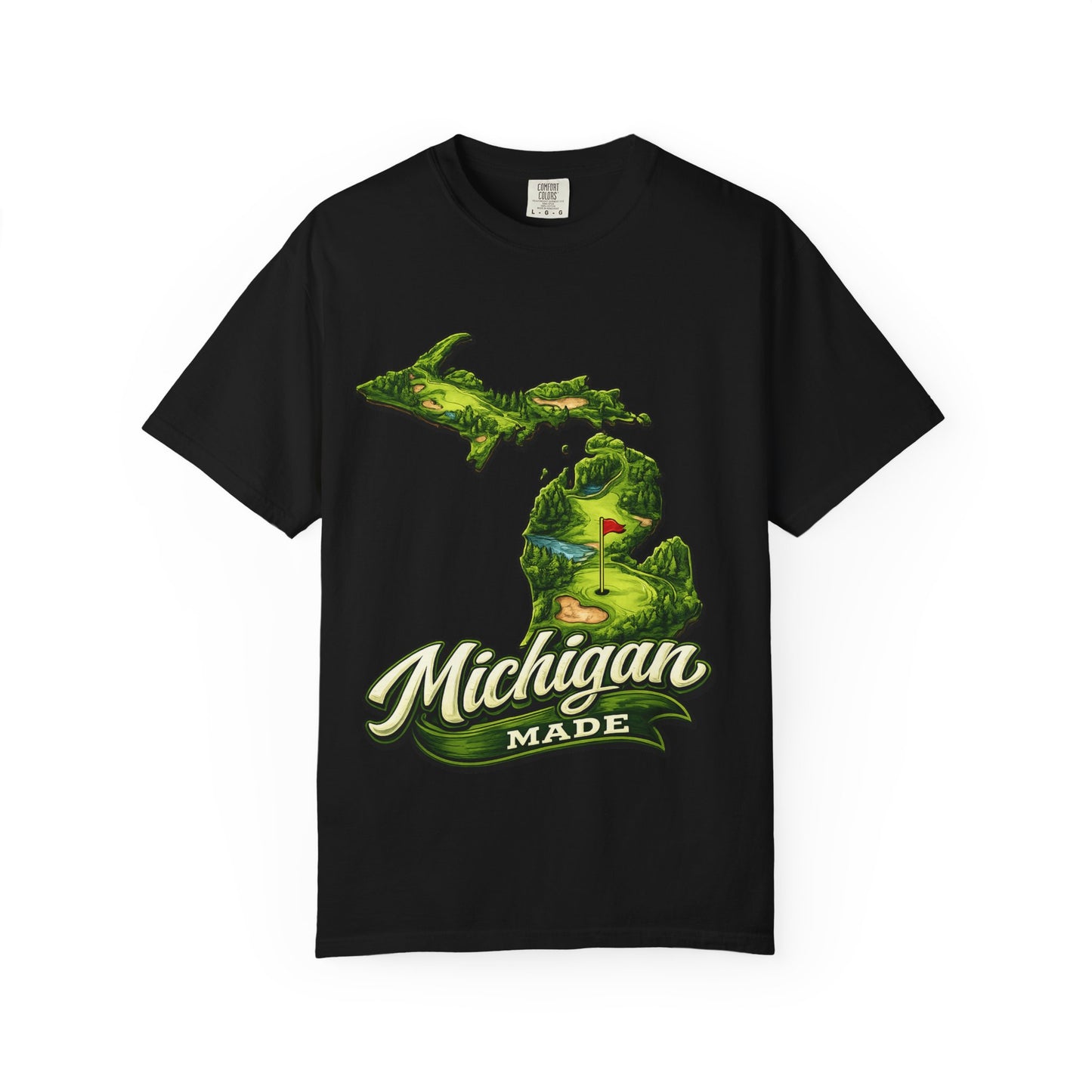 Michigan Made T-Shirt — Retro Green Map Graphic
