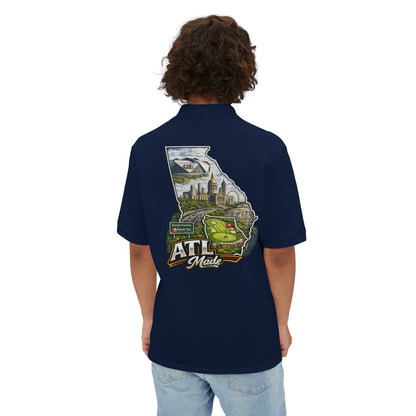 ATL Made Georgia Polo Shirt — Atlanta State Map Golf & Cityscape Chest Logo