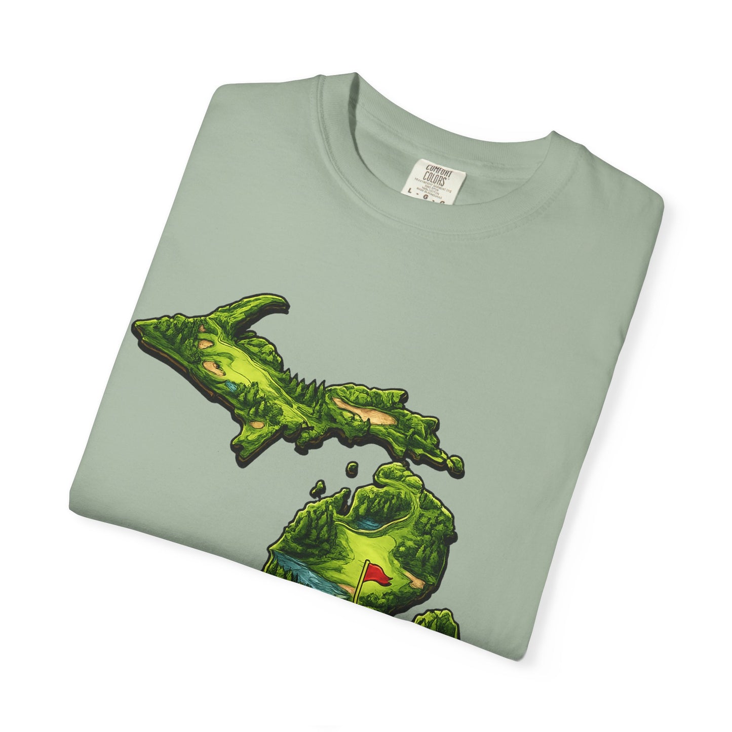Michigan Made T-Shirt — Retro Green Map Graphic