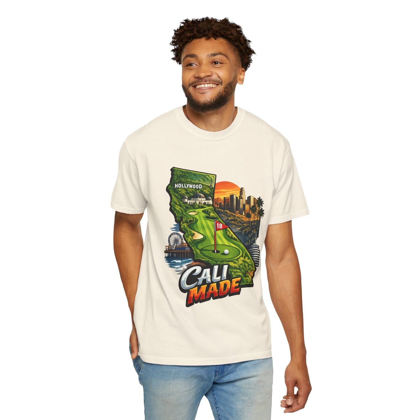 Cali Made T-Shirt — California Golf & Cityscape Tee