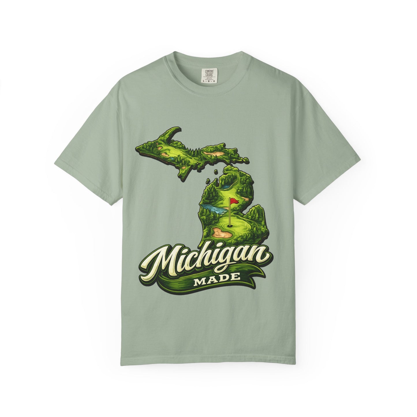 Michigan Made T-Shirt — Retro Green Map Graphic