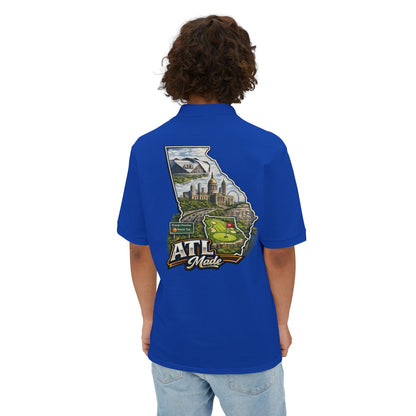 ATL Made Georgia Polo Shirt — Atlanta State Map Golf & Cityscape Chest Logo