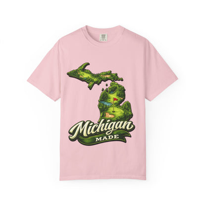 Michigan Made T-Shirt — Retro Green Map Graphic