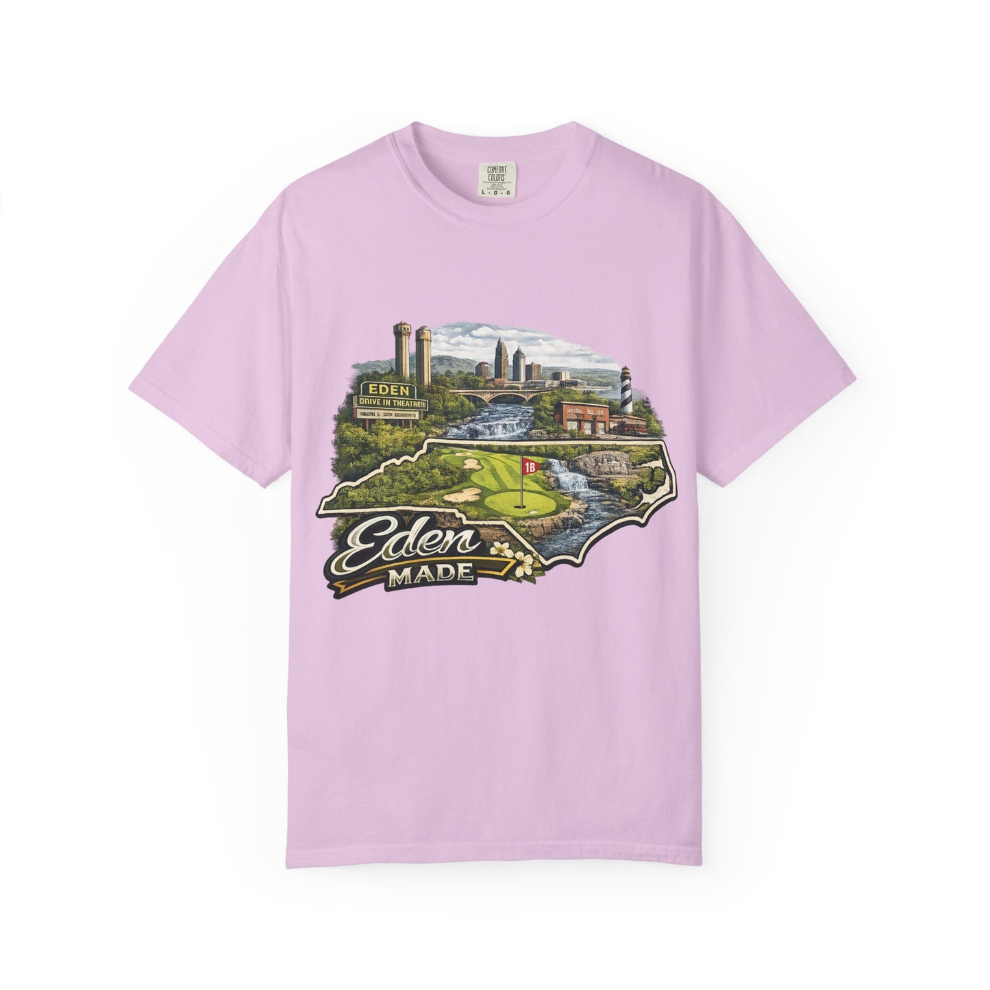 T-Shirt — 'Eden Made' Scenic Cityscape Tee (Vintage Travel/Local Pride)