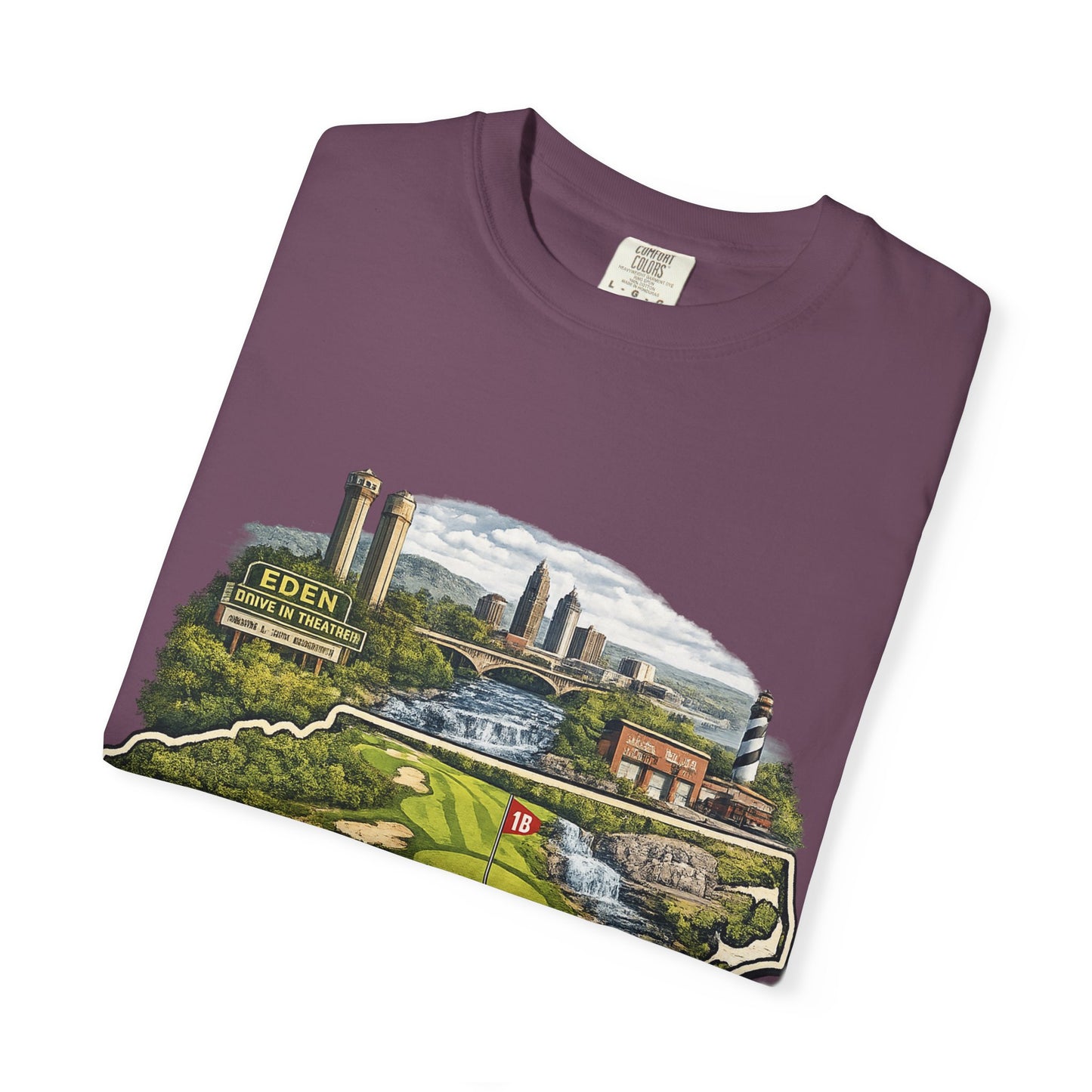 T-Shirt — 'Eden Made' Scenic Cityscape Tee (Vintage Travel/Local Pride)