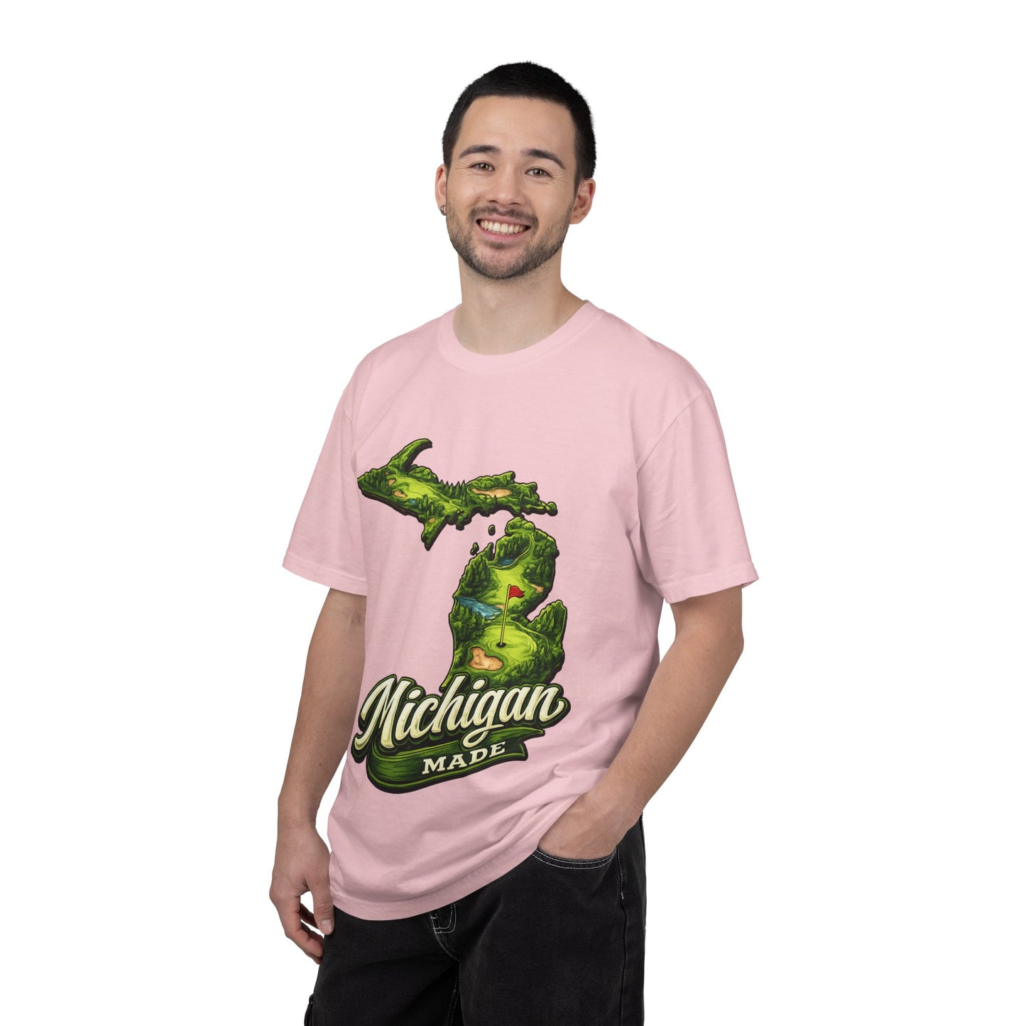 Michigan Made T-Shirt — Retro Green Map Graphic