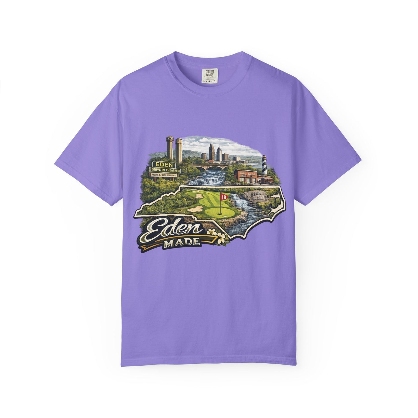 T-Shirt — 'Eden Made' Scenic Cityscape Tee (Vintage Travel/Local Pride)