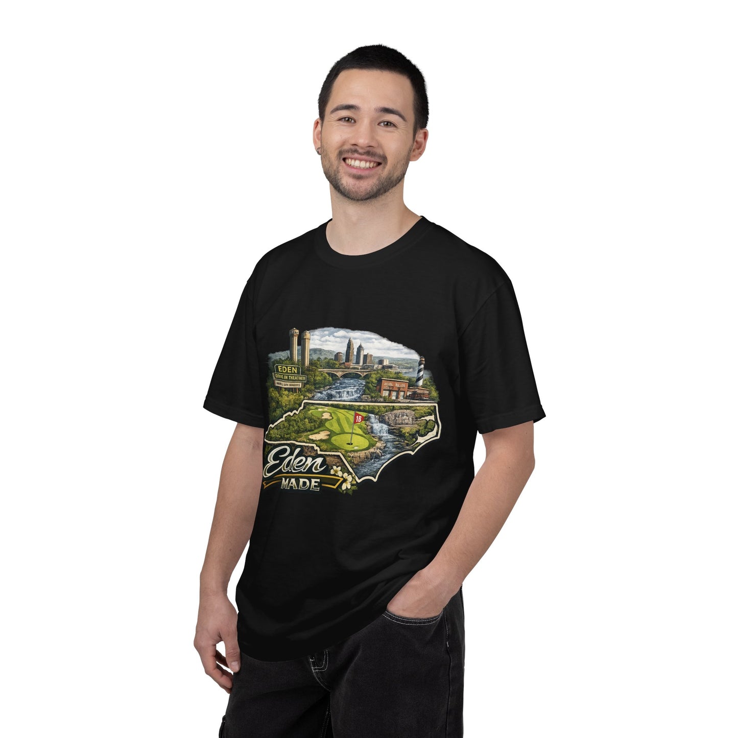 T-Shirt — 'Eden Made' Scenic Cityscape Tee (Vintage Travel/Local Pride)