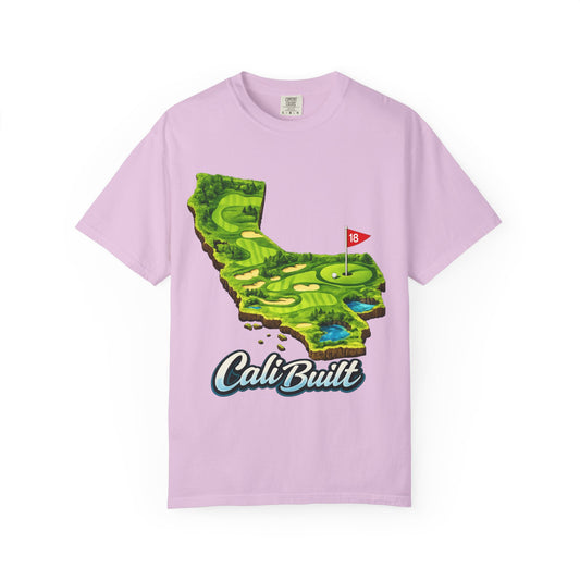 Golf California T‑Shirt — 'Cali Built' State Map Golf Course Design