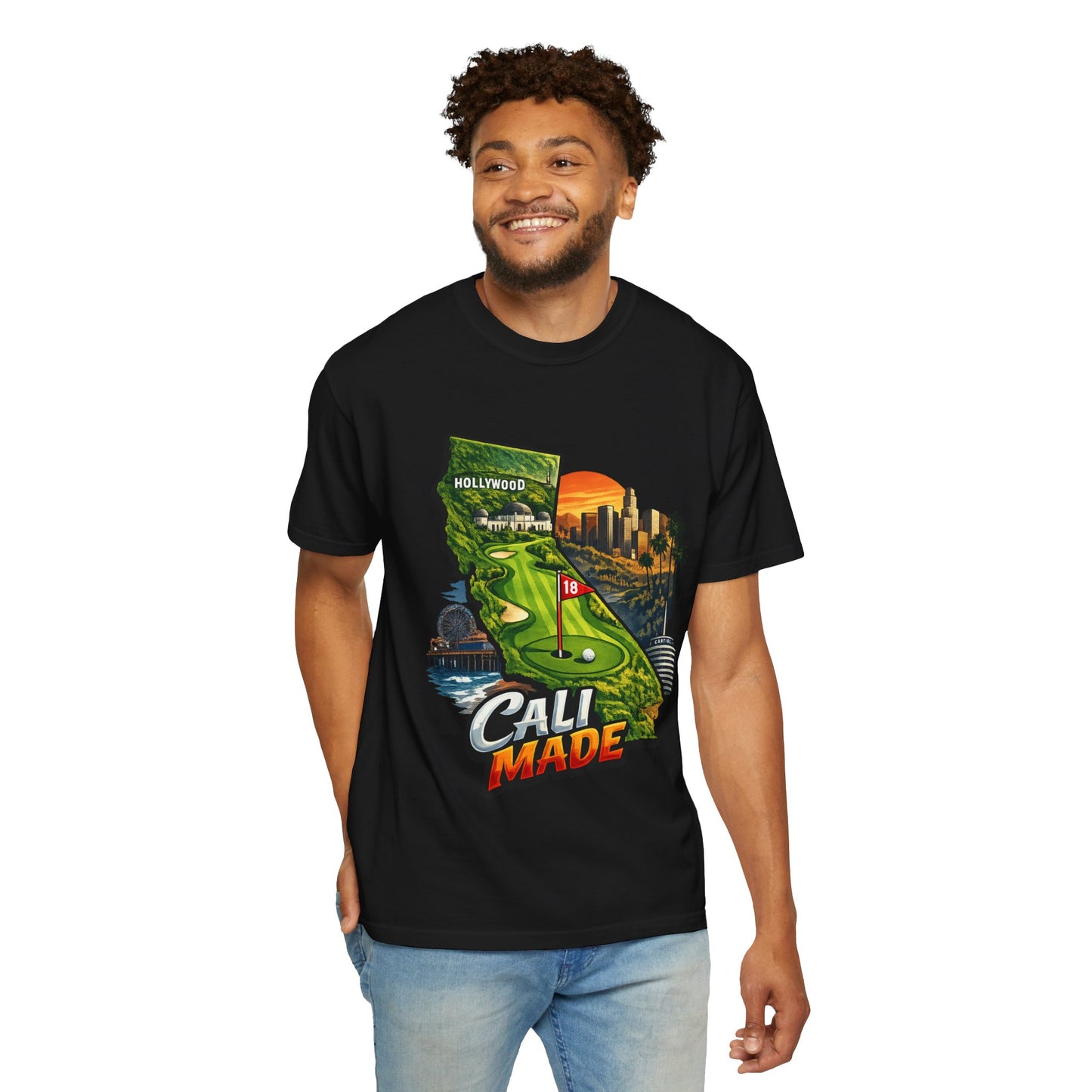 Cali Made T-Shirt — California Golf & Cityscape Tee