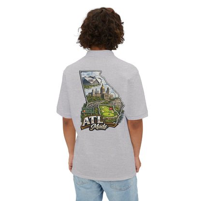 ATL Made Georgia Polo Shirt — Atlanta State Map Golf & Cityscape Chest Logo