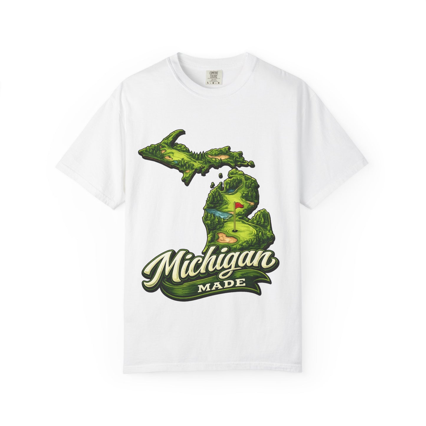Michigan Made T-Shirt — Retro Green Map Graphic