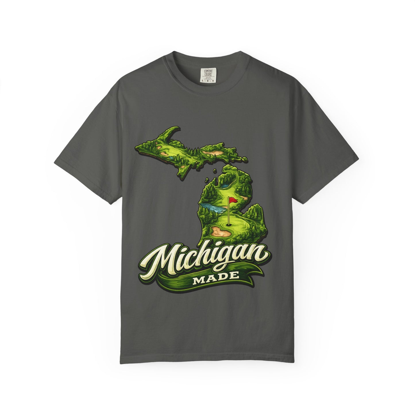 Michigan Made T-Shirt — Retro Green Map Graphic
