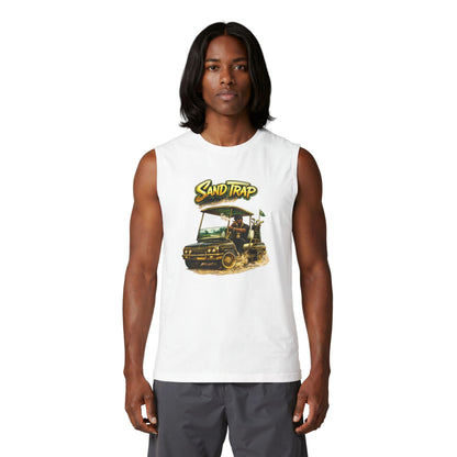 Sand Trap Golf Cart Muscle Tank — Vintage Golf Humor Sleeveless Tee