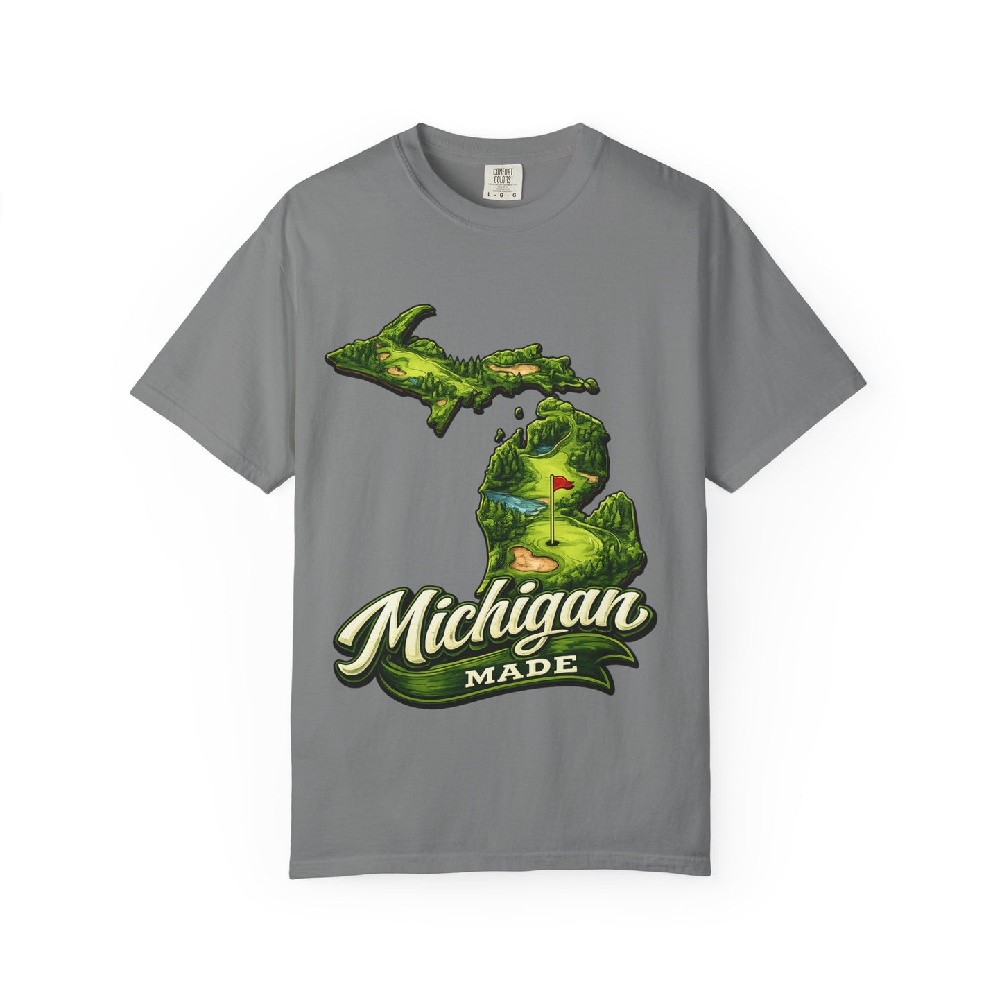 Michigan Made T-Shirt — Retro Green Map Graphic