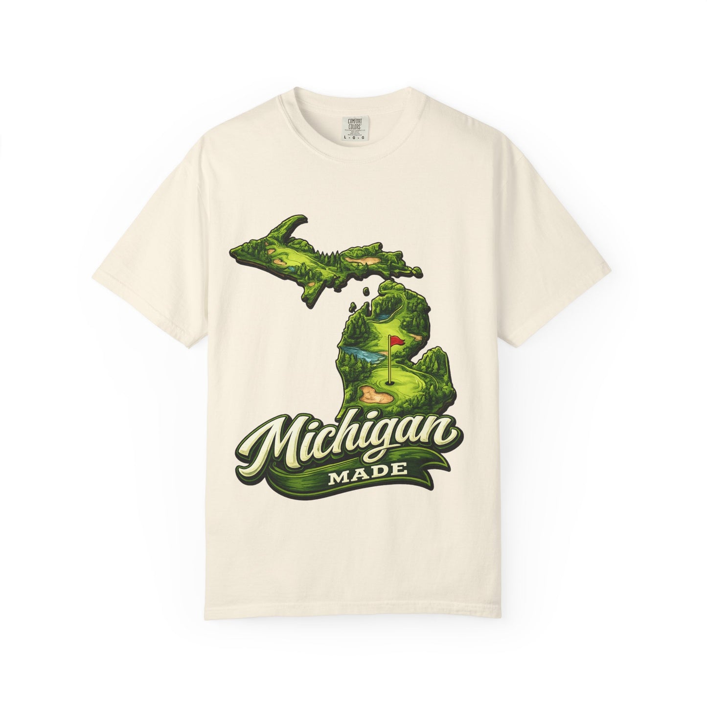 Michigan Made T-Shirt — Retro Green Map Graphic