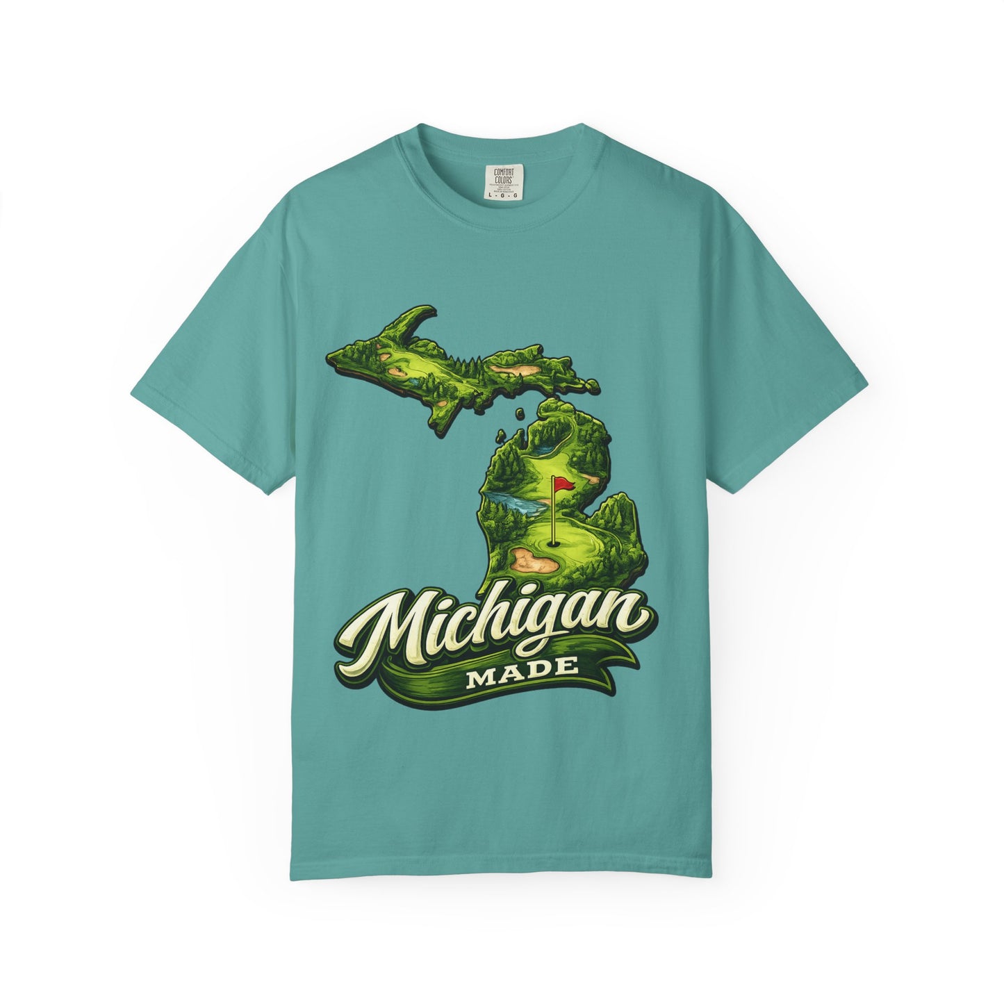 Michigan Made T-Shirt — Retro Green Map Graphic
