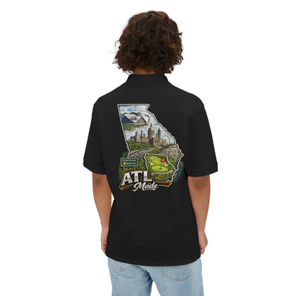 ATL Made Georgia Polo Shirt — Atlanta State Map Golf & Cityscape Chest Logo