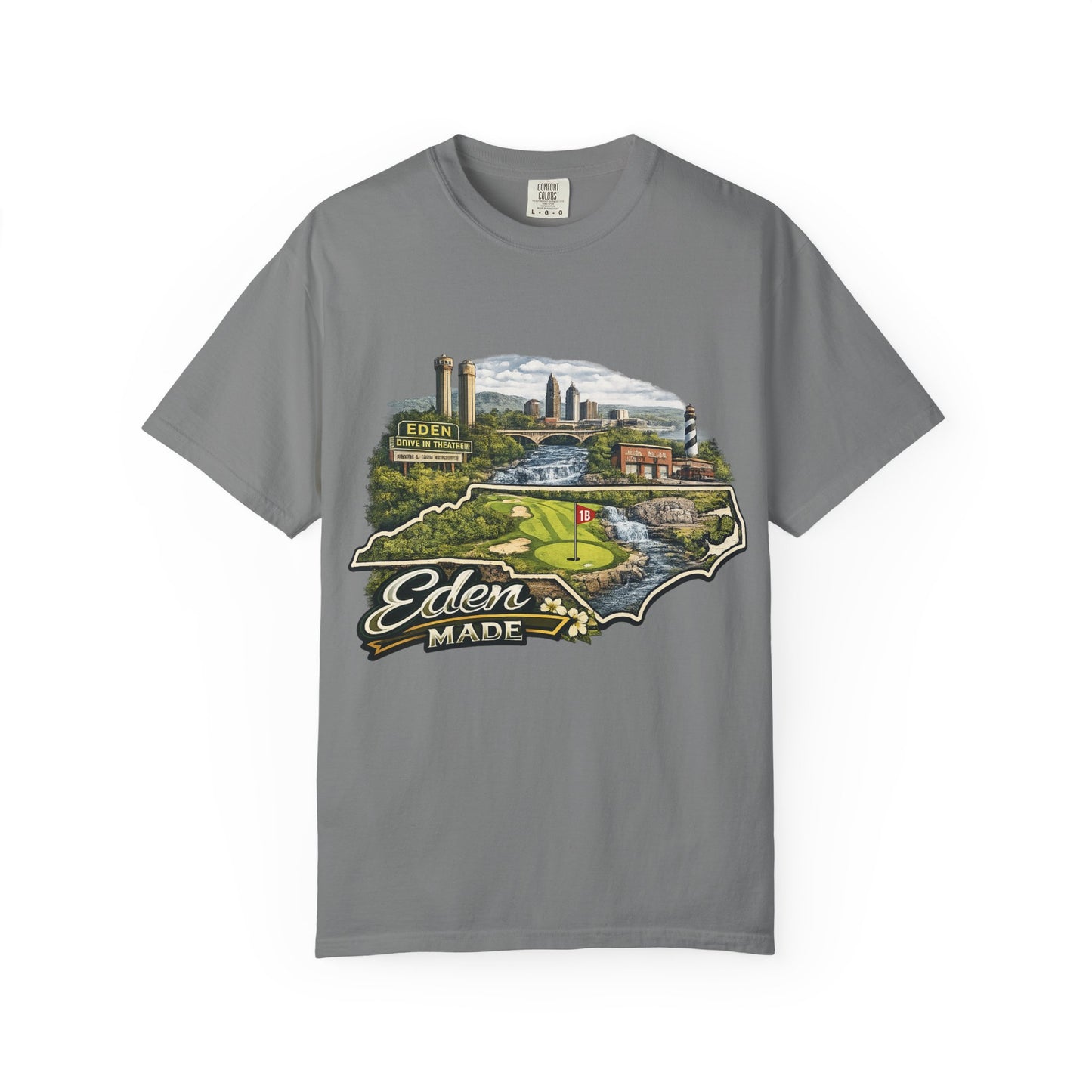 T-Shirt — 'Eden Made' Scenic Cityscape Tee (Vintage Travel/Local Pride)
