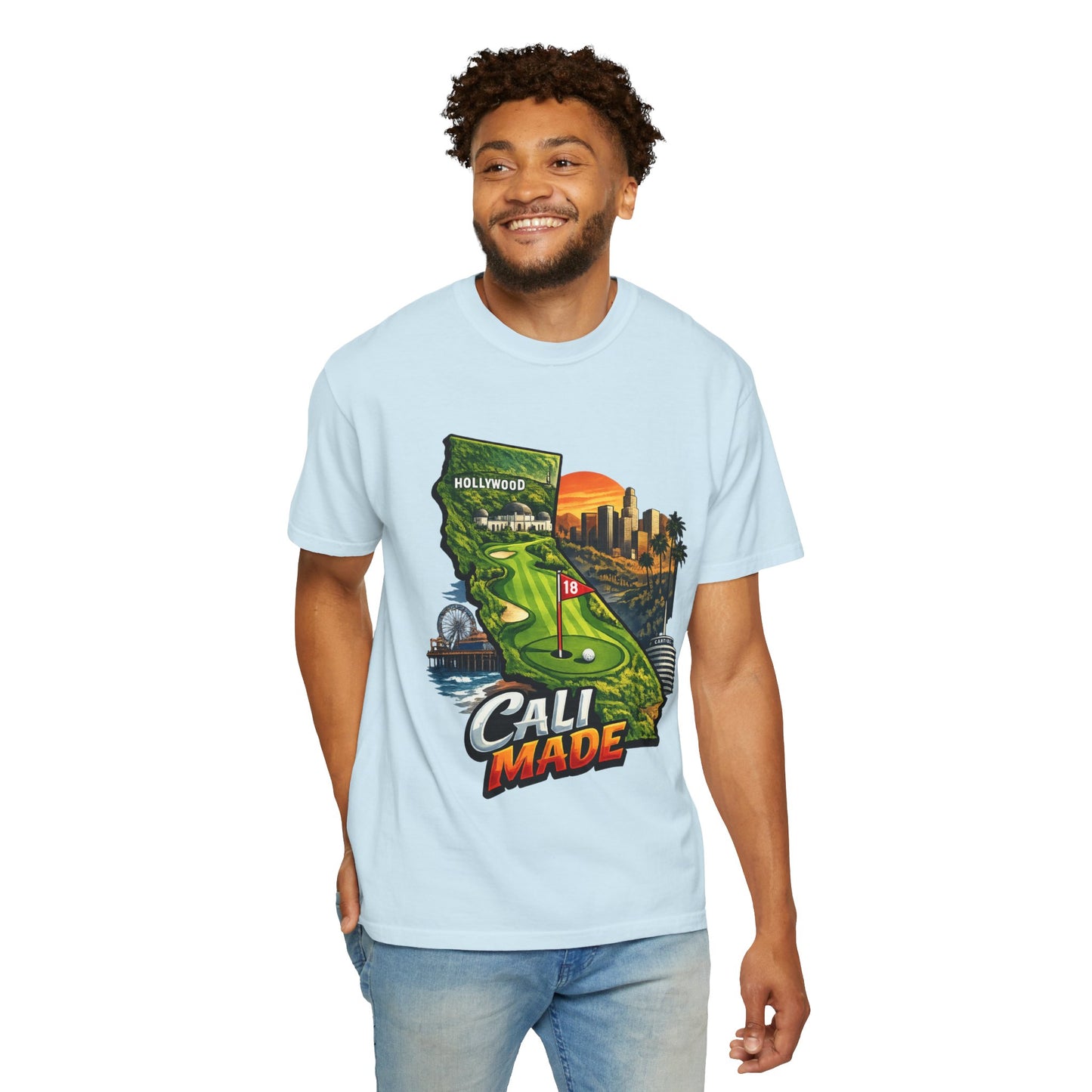 Cali Made T-Shirt — California Golf & Cityscape Tee