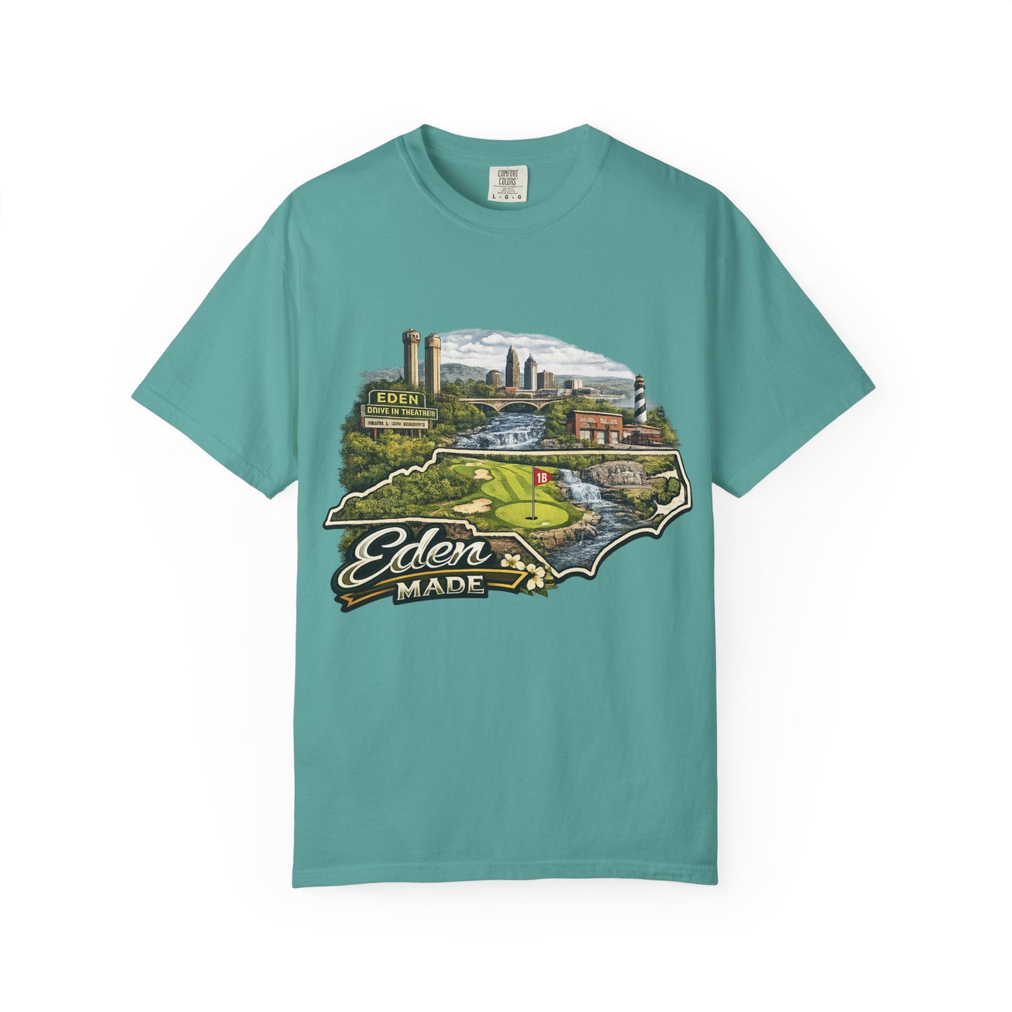 T-Shirt — 'Eden Made' Scenic Cityscape Tee (Vintage Travel/Local Pride)