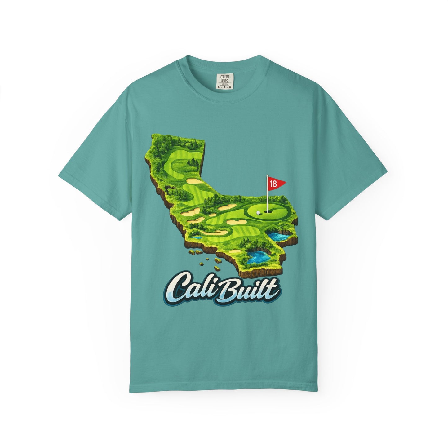 Golf California T‑Shirt — 'Cali Built' State Map Golf Course Design