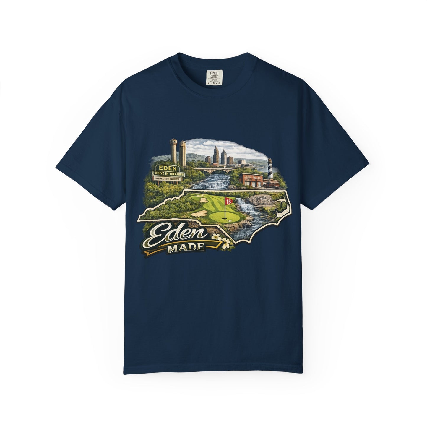 T-Shirt — 'Eden Made' Scenic Cityscape Tee (Vintage Travel/Local Pride)