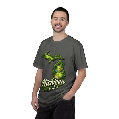 Michigan Made T-Shirt — Retro Green Map Graphic