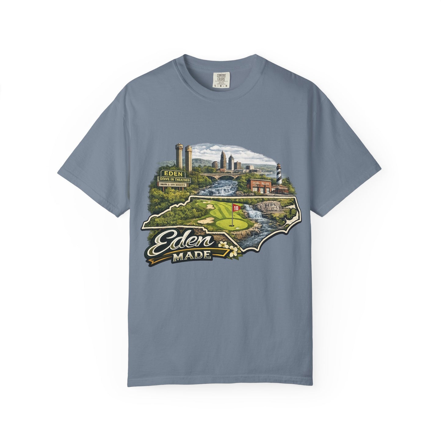 T-Shirt — 'Eden Made' Scenic Cityscape Tee (Vintage Travel/Local Pride)