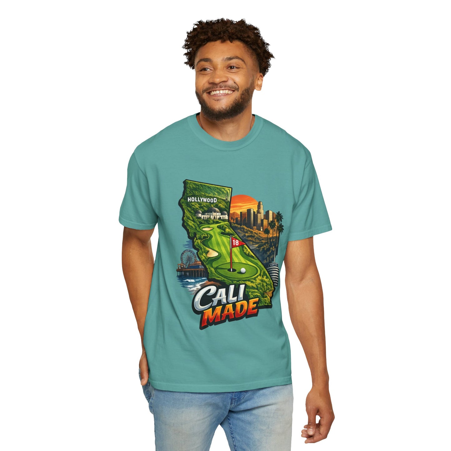 Cali Made T-Shirt — California Golf & Cityscape Tee